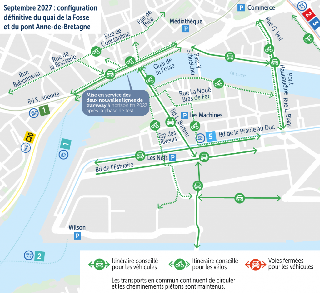 Plan Septembre 2027 : configuration définitive du quai de la fosse et du pont Anne-de-Bretagne